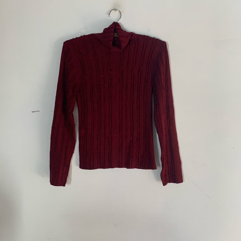 Vintage Bebe Burgundy Silk Ribbed Knit Sweater